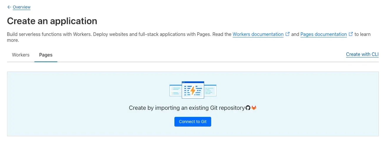 Cloudflare Pages - Create an Application